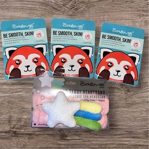 The Crème Shop Face Masks and Plushie Spa Headband Set